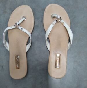 Aldo White Leather Strap Sandals